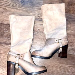 Ralph Lauren Grey leather heeled boots